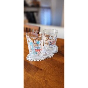 Disney World 25th Anniversary Glasses 2 pc - Hollywood & Vine - Made in France